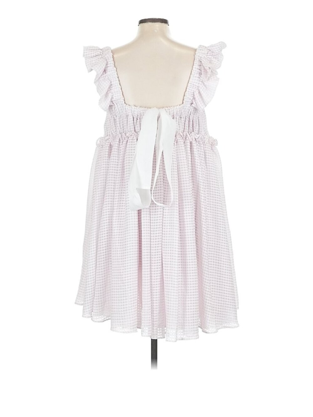 Mable mini dress pink check with bow size large. - Picture 2 of 3